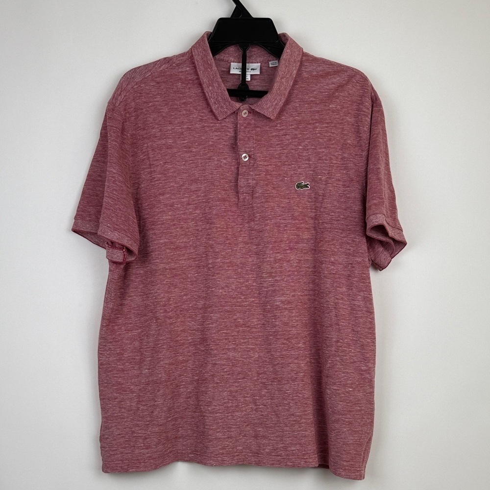 LACOSTE Logo Polo Shirt Short Sleeve Collared Regular Fit Red Men's US Size XXL